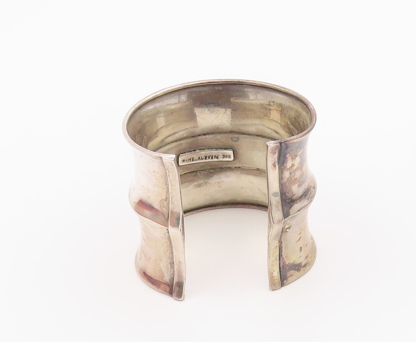 925 Sterling Silver Vintage Bracelet PAMELA LEVIN Modernist Wide Cuff  BT12132