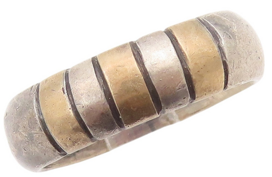 925 Sterling Silver Vintage Ring Dark Tone Grooved Lines  Sz 6.5  RG31790