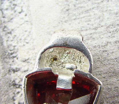 925 Sterling Silver  Faceted Red Garnet Triangular Slider Pendant  PT1578