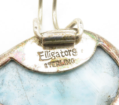 ELLIGATORS 925 Silver  Vintage Larimar Turquoise & Blue Topaz Pendant  PT12375