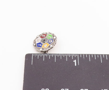 925 Sterling Silver  Vintage Petite Enamel Detail Brooch Pin  BP7914