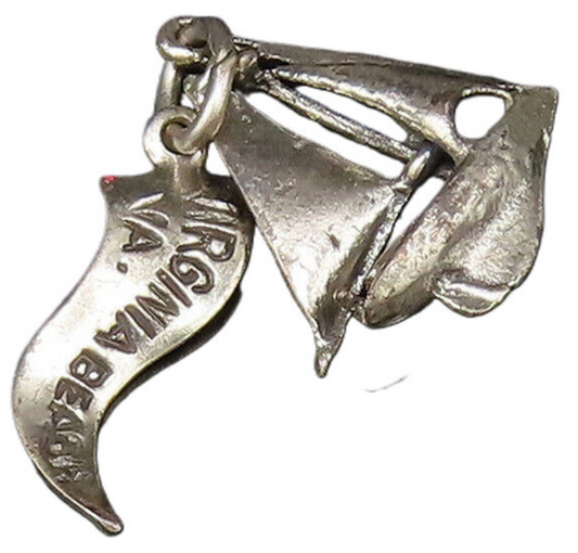 925 Sterling Silver  Vintage Virginia Beach Sailboat Charm Pendant  PT21580