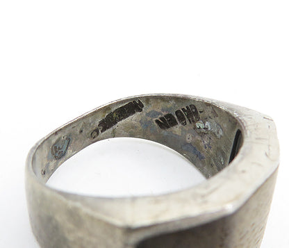 MEXICO 925 Sterling Silver Vintage Rustic Wooden Band Ring Sz 9.5 RG5849