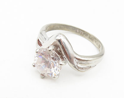 SETA 925 Sterling Silver  Sparkling Cubic Zirconia Solitaire Ring Sz 8 RG11090