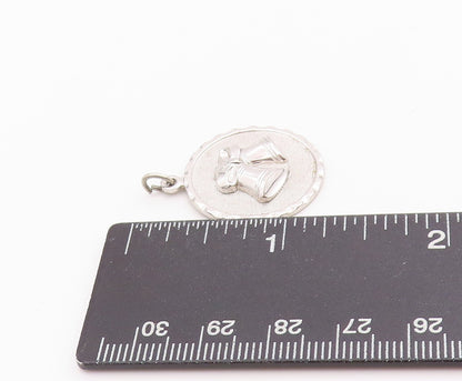 925 Sterling Silver Vintage Pendant DANECRAFT Christmas Bell Carved Coin PT24346
