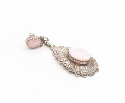 925 Sterling Silver Vintage Earrings SOUTHWESTERN Mother Of Pearl Drop  EG14358