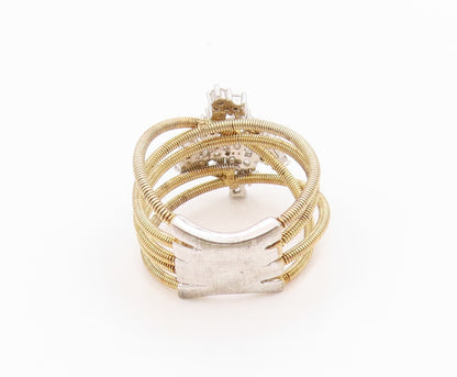 925 Sterling Silver Vintage Ring Gold Plated Roped CZ Design  Sz 9  RG33161