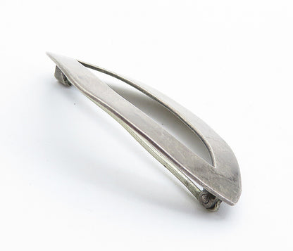 925 Sterling Silver  Vintage Antique Dark Tone Pointed Oval Brooch Pin  BP2774