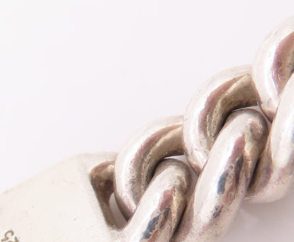 925 Sterling Silver Vintage Bracelet Chunky Love Heart Clasp Curb Chain  BT11816