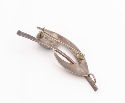 925 Sterling Silver Vintage Brooch Dark Tone Gemstone Floral Design  BP11728