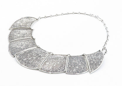 MIDDLE EAST 925 Silver Vintage Hieroglyphics Pattern Chain Necklace NE1271