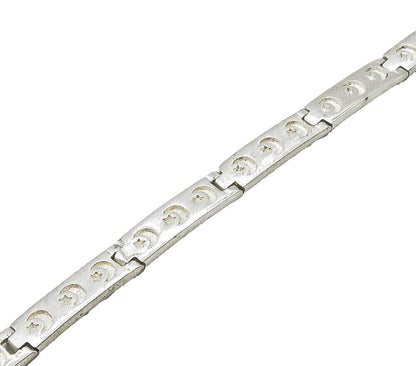 925 Sterling Silver   Shiny Crescent Moon & Star Hinge Chain Bracelet  BT6402