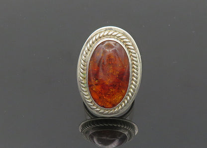 DTR JAY KING 925 Silver  Vintage Cabochon Amber Cocktail Ring Sz 6  RG20301