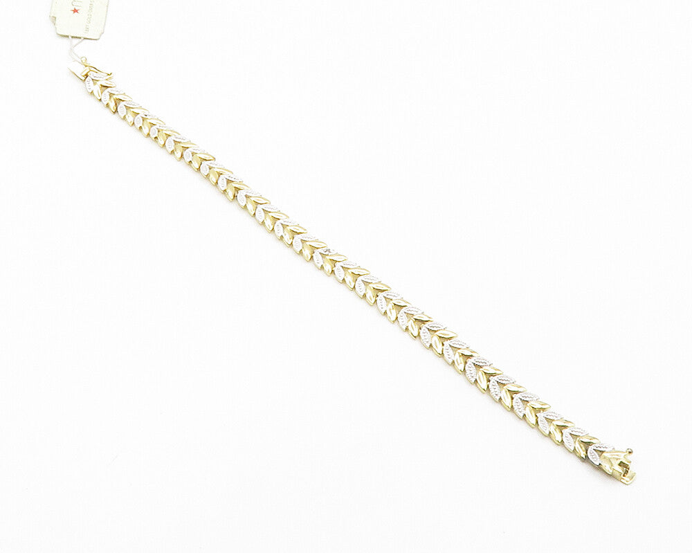 925 Sterling Silver  Genuine Diamond Shiny Floral Vine Chain Bracelet  BT5711