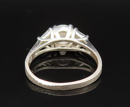 925 Sterling Silver  Vintage Three Stone Cubic Zirconia Ring Sz 8.5  RG25450