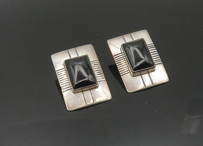 JAMES TOADLENA NAVAJO 925 Silver  Vintage Black Onyx Drop Earrings  EG10160