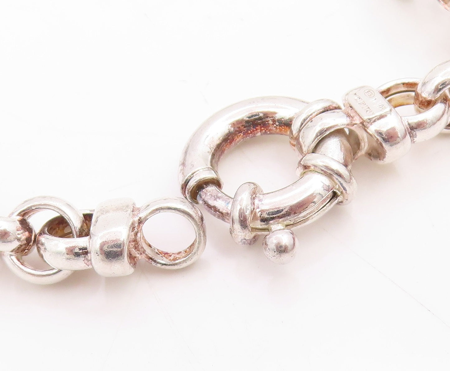 925 Sterling Silver Vintage Bracelet Multi Gemstone Storyteller Charms  BT11757