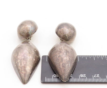 925 Sterling Silver Vintage Earrings MEXICO Dark Tone Puffed Dangling  EG13279