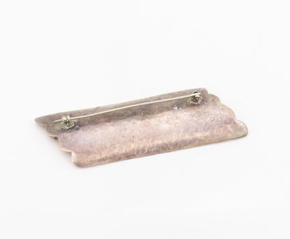 925 Sterling Silver Vintage Brooch Hammered Pin With Twisted Rope Detail BP12067