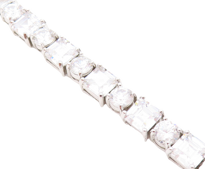 925 Sterling Silver Sparkling Prong Set Cubic Zirconia Chain Bracelet BT3234