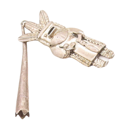 925 Sterling Silver Vintage Pendant NAVAJO Designer Carved Trible Man  PT23638