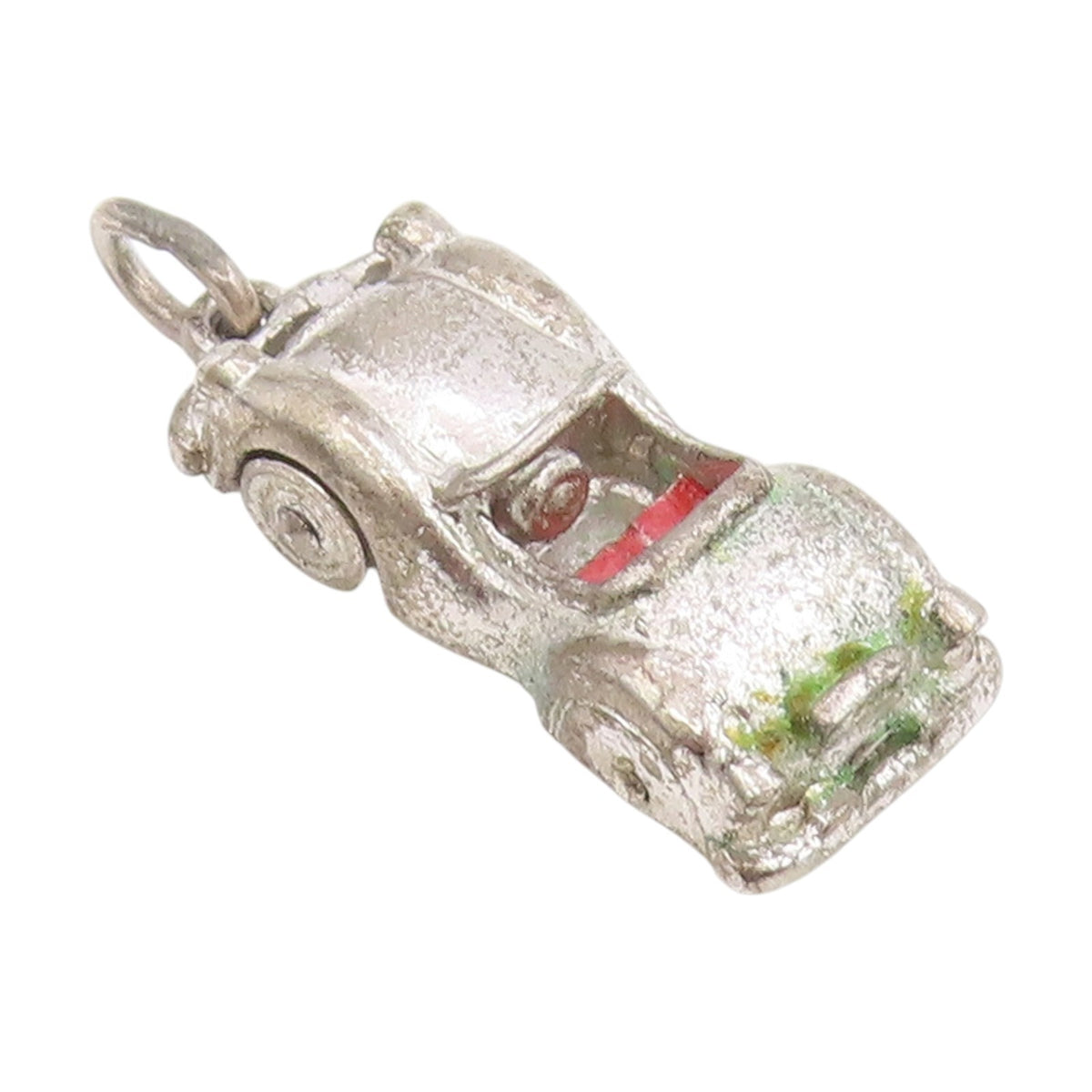 925 Sterling Silver Vintage Pendant Enamel Retro Sports Car Charm MOVES  PT25751