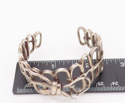 925 Sterling Silver Vintage Bracelet Solid Cutout Oval Ribboned Fence  BT10448