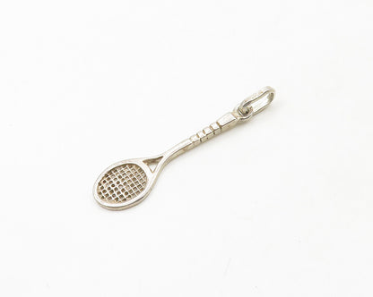 925 Sterling Silver  Vintage Tennis Racket Sports Motif Drop Pendant  PT15116