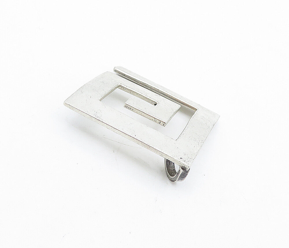 MEXICO 925 Sterling Silver  Vintage Shiny Smooth Square Spiral Pendant  PT3316