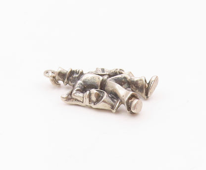 925 Sterling Silver  Vintage Man With Carrying Stick Oxidized Pendant  PT17379