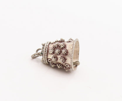 925 Sterling Silver Vintage Pendant Solid Coiled Floral Carved Tea Pot  PT23164