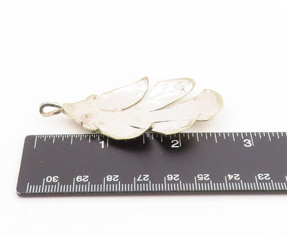 925 Sterling Silver Vintage Pendant Modernist Hammered Leaf Locket  PT25286