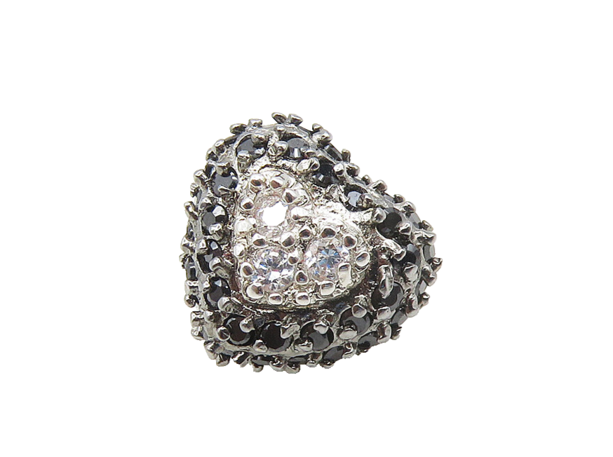 925 Sterling Silver  Cubic Zirconia & Hematite Love Heart Pendant  PT14612