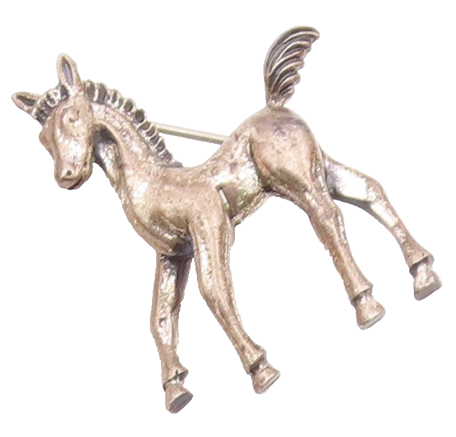 BEAU 925 Sterling Silver Vintage Dainty Horse Motif Animal Brooch Pin BP10014