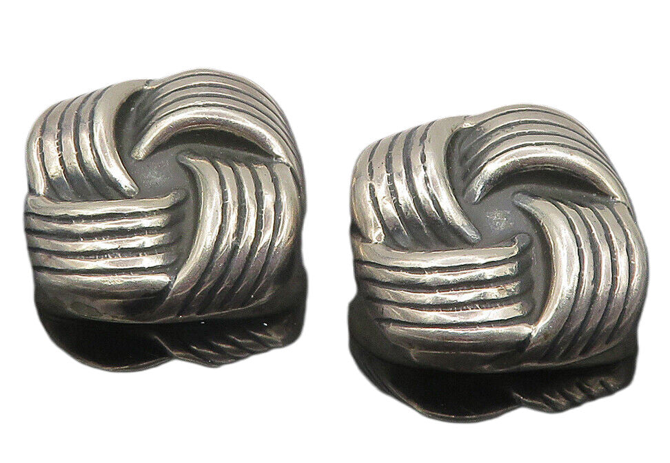 MEXICO 925 Sterling Silver  Vintage Knot Design Non Pierce Earrings  EG6266