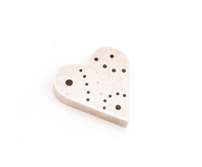 925 Sterling Silver Vintage Pendant Large Solid Heart With Holes  PT23756