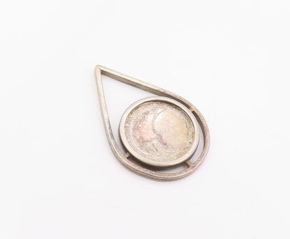 925 Sterling Silver Vintage Pendant Israel Coin Open Teardrop Charm  PT25999