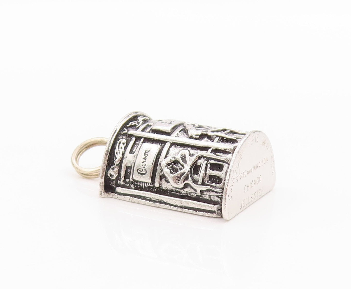 925 Sterling Silver Vintage Pendant Dark Tone Carved Thimble  PT24432