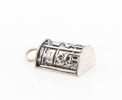 925 Sterling Silver Vintage Pendant Dark Tone Carved Thimble  PT24432