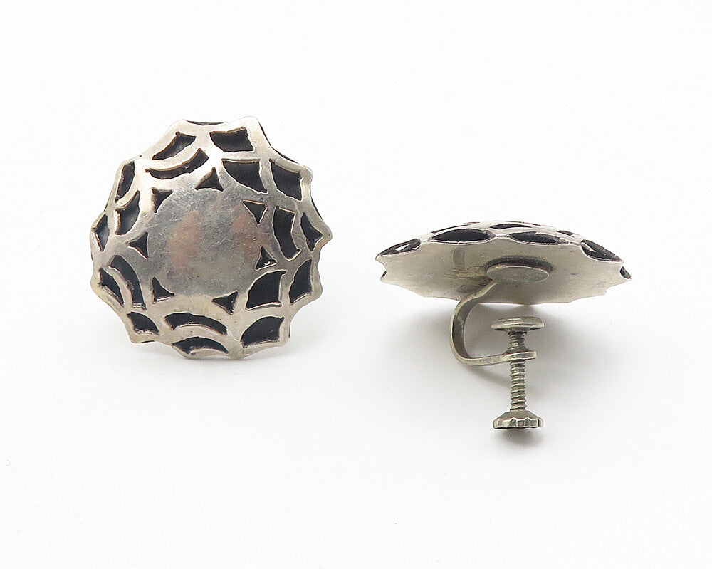 RG MEXICO 925 Silver  Vintage Cutout Floral Design Non Pierce Earrings  EG6269