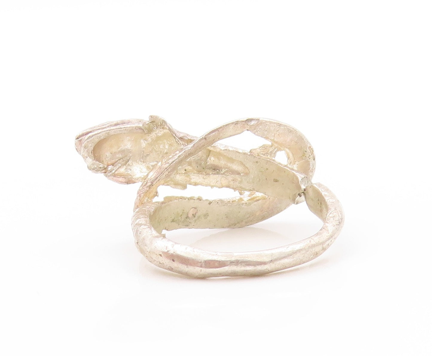 925 Sterling Silver Vintage Ring Modernist Etched Snake Design  Sz 7  RG33007