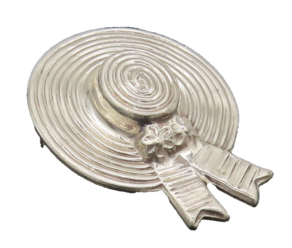 MEXICO 925 Sterling Silver  Vintage Spiral Carved Bow Hat Brooch Pin  BP10480