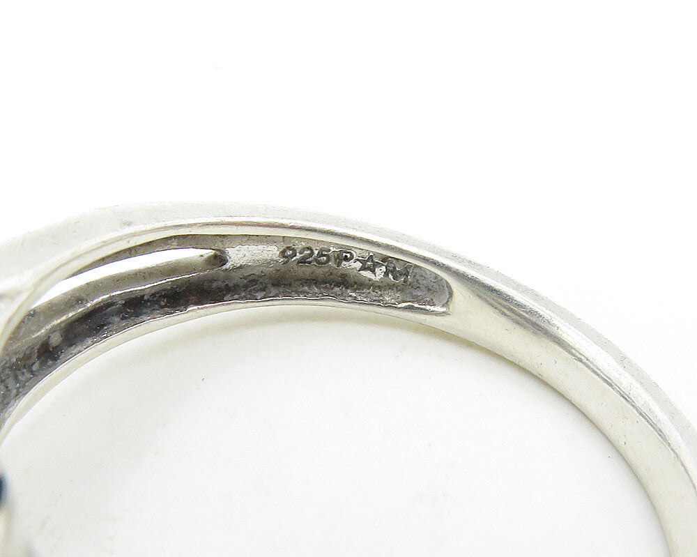925 Silver  Vintage Smoky Topaz & Genuine Diamonds Band Ring Sz 7  RG18688
