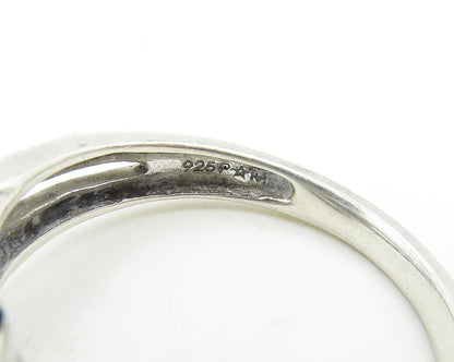 925 Silver  Vintage Smoky Topaz & Genuine Diamonds Band Ring Sz 7  RG18688