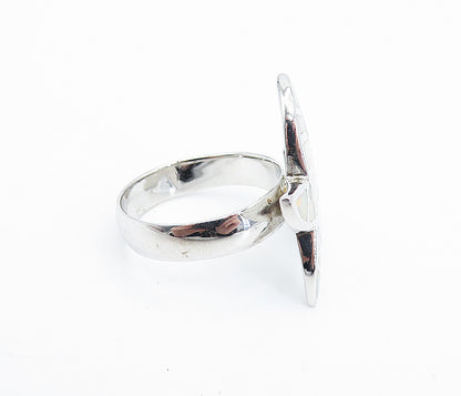 925 Sterling Silver  Fire Opal Star Fish Motif Cocktail Ring Sz 7.5  RG7909