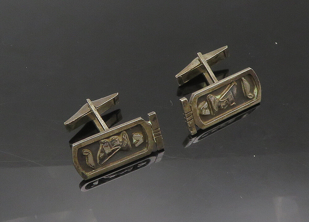 MIDDLE EAST 925 Sterling Silver  Vintage Egyptian Cartouche Cufflinks  TR3067