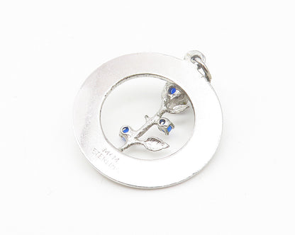 925 Sterling Silver  Petite Blue Topaz Flower Mother Love Drop Pendant  PT8557