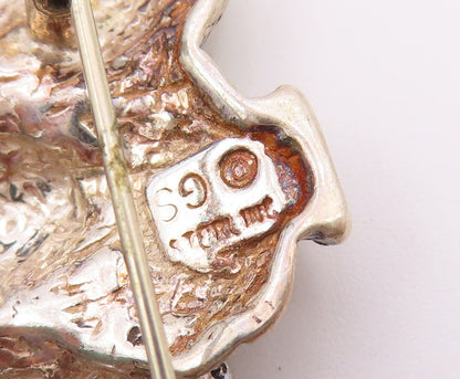 925 Sterling Silver  Vintage Shiny Etched Pottery Vases Brooch Pin  BP7898