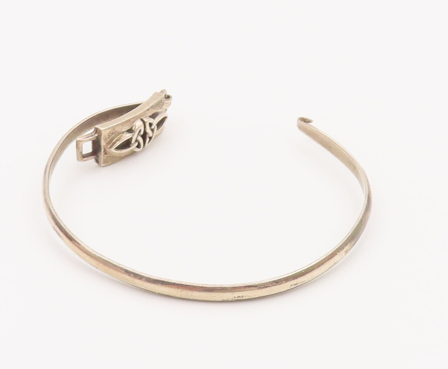 925 Sterling Silver Vintage Bracelet Minimalist Celtic Carved Bangle  BT10418