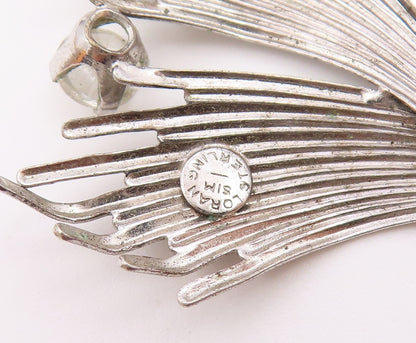 LORAN SIM 925 Sterling Silver  Vintage Shiny Topaz Floral Brooch Pin  BP9078